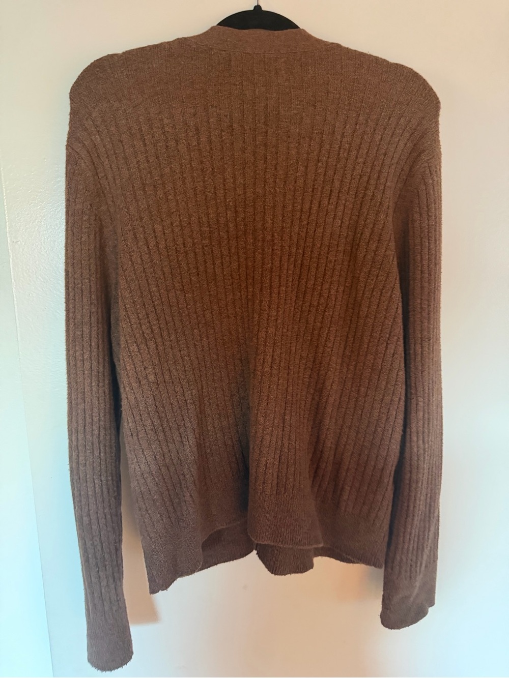 LOFT Brown Ribbed V-Neck Button Cardigan - Picture 3 of 3